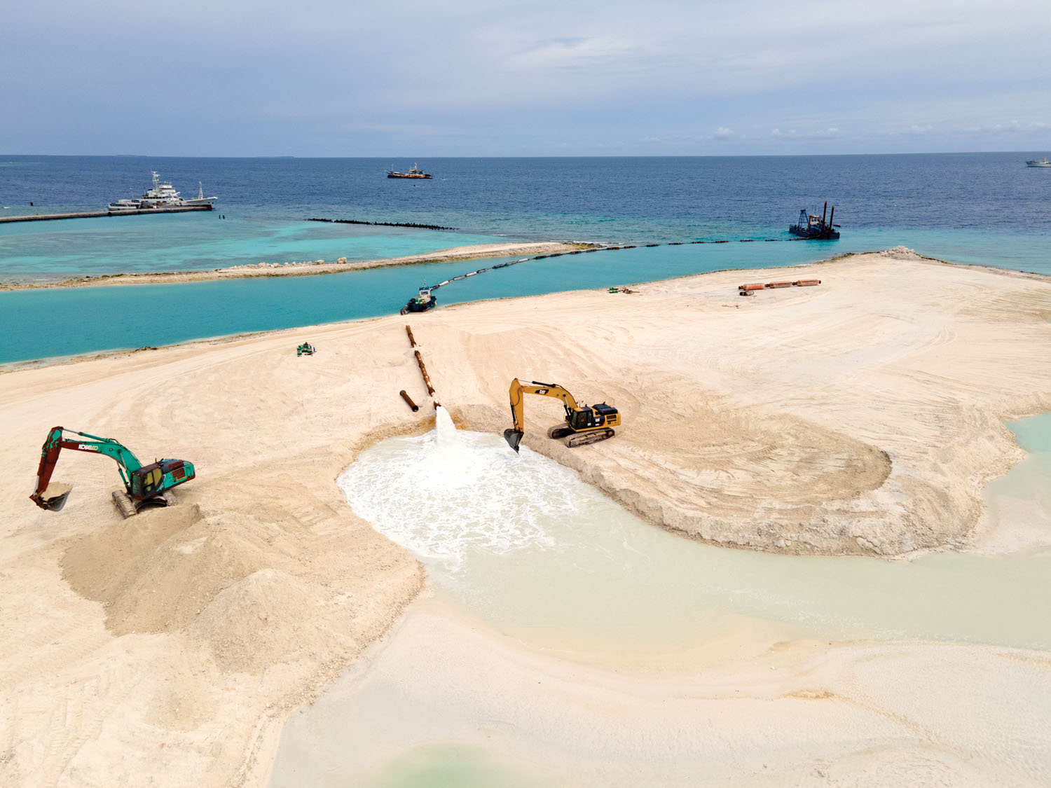 A land-reclamation project to accommodate growing infrastructure on the island of Felivaru.
