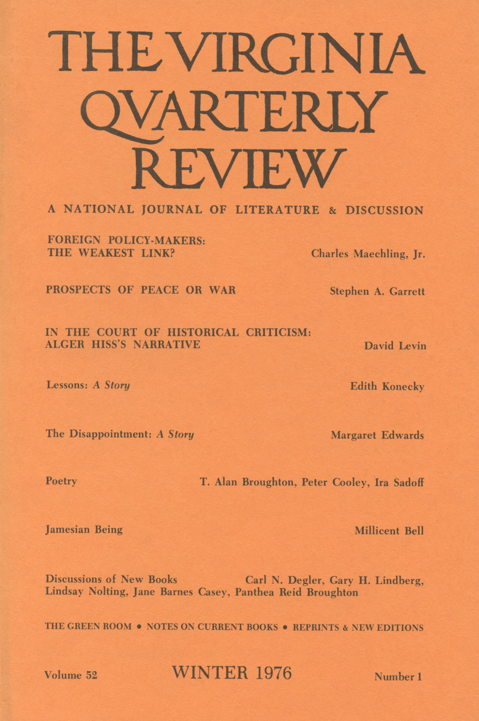 Virginia Quarterly Review, Winter 1976 cover