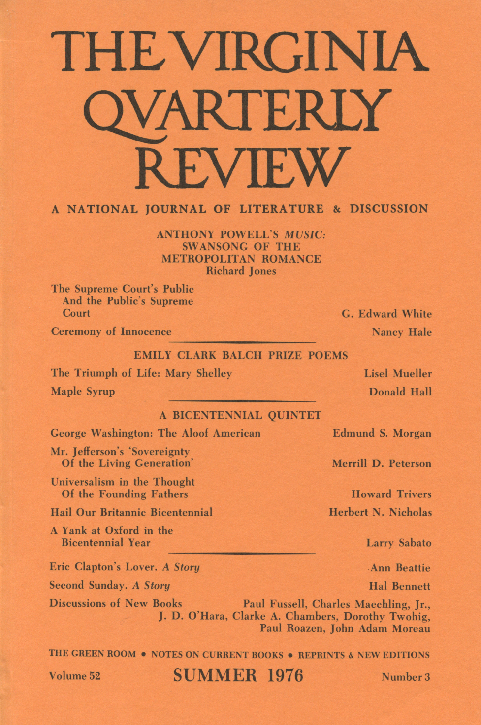 Virginia Quarterly Review, Spring 1976 cover