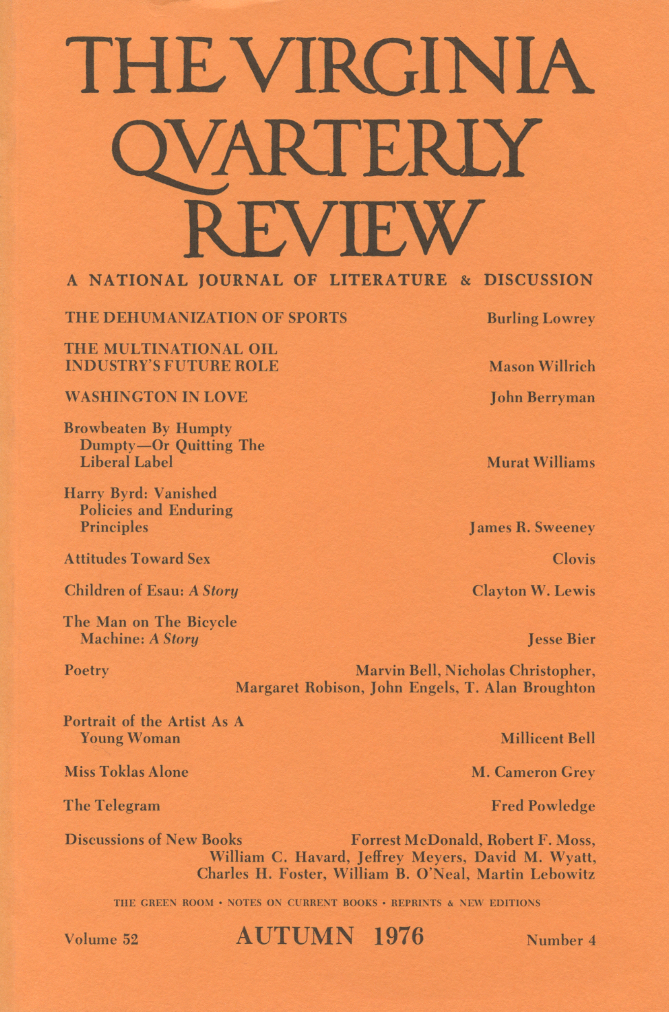 Virginia Quarterly Review, Autumn 1976 cover