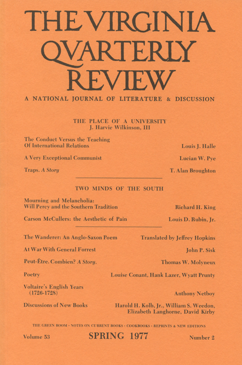 Virginia Quarterly Review, Spring 1977 cover
