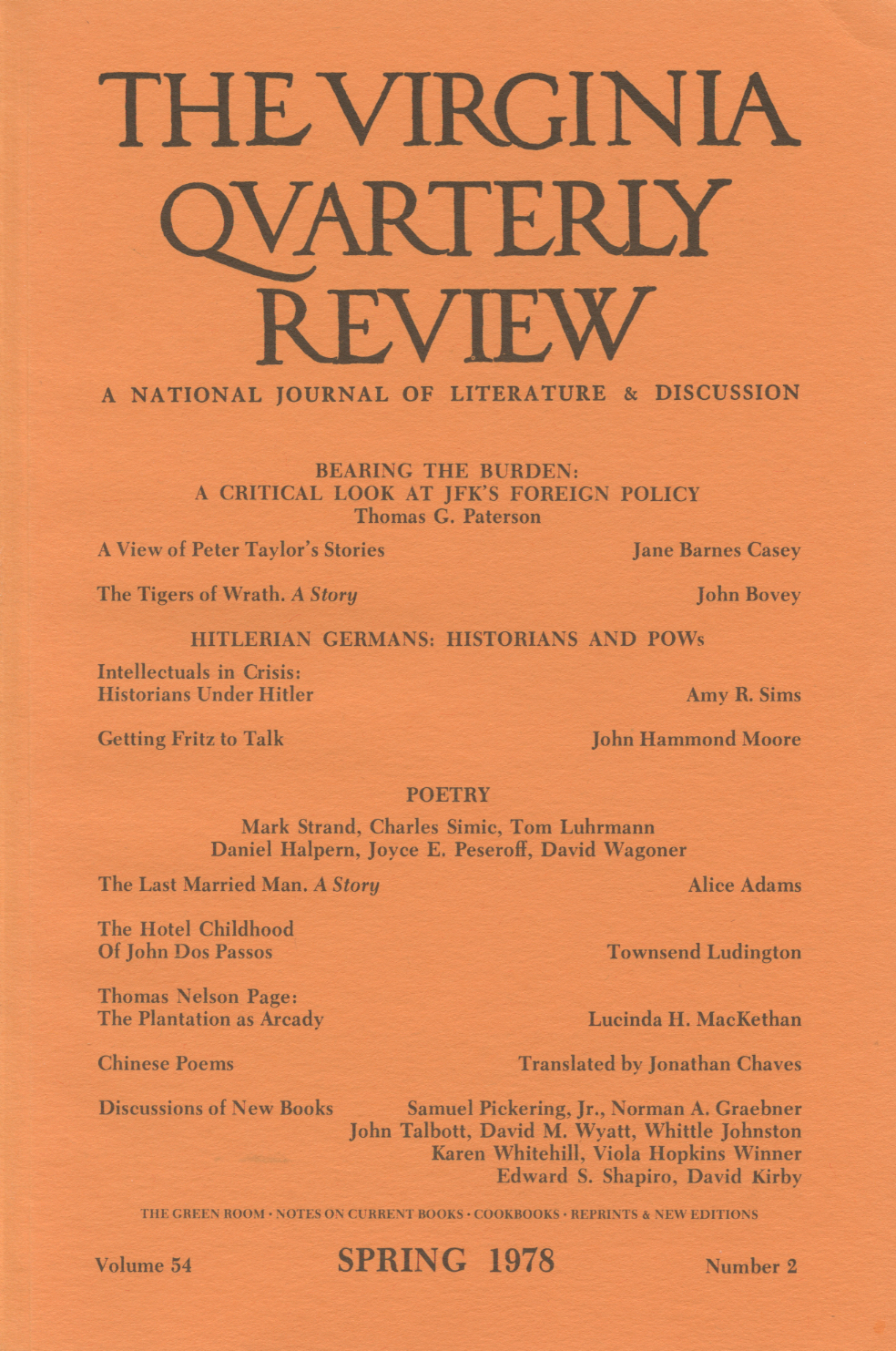 Virginia Quarterly Review, Spring 1978 cover