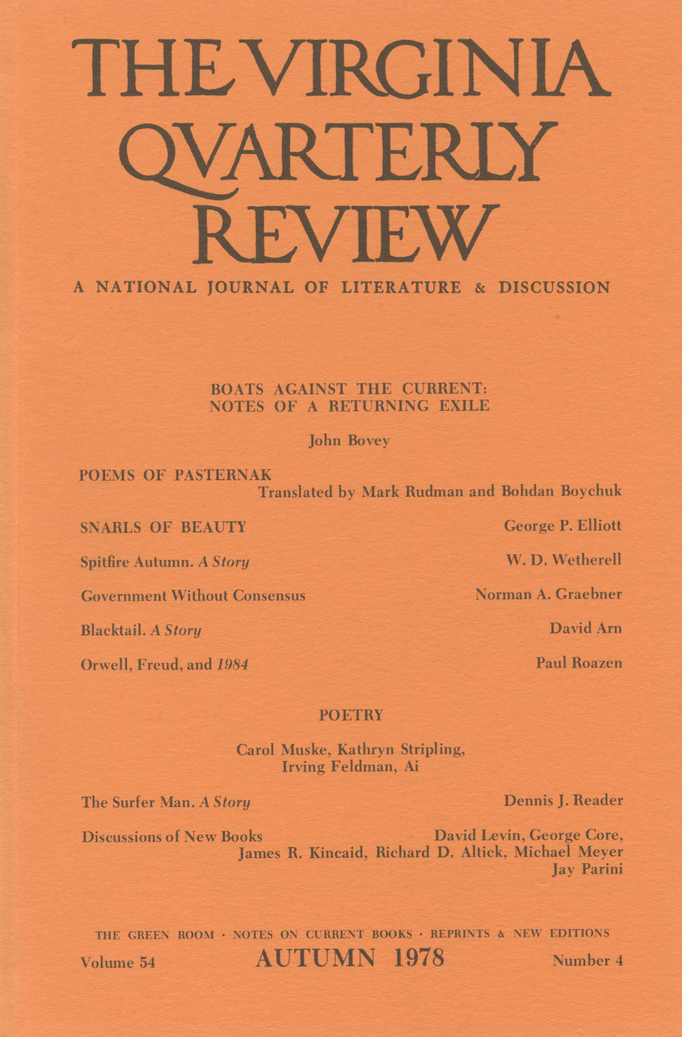 Virginia Quarterly Review, Autumn 1978 cover