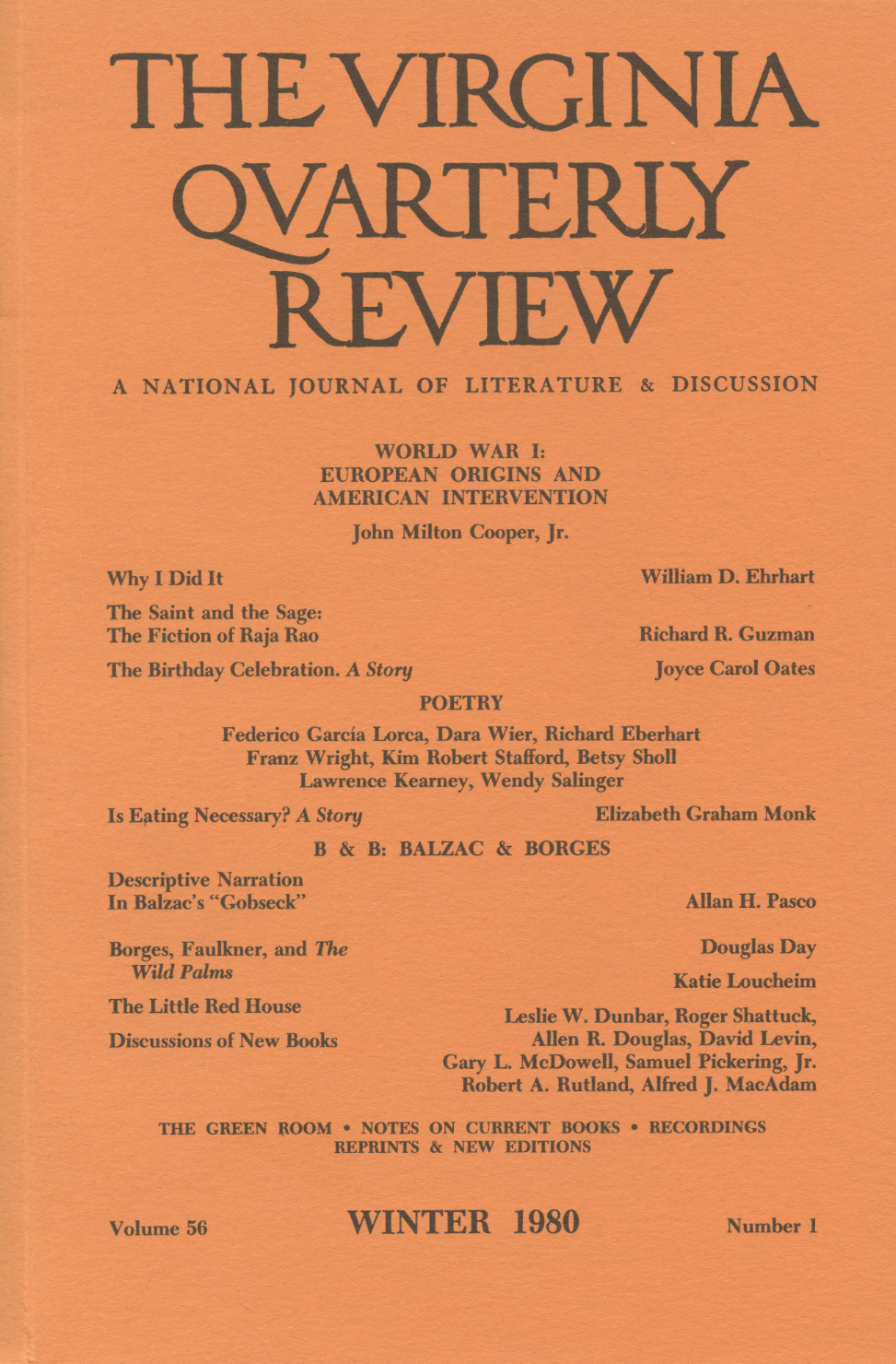 Virginia Quarterly Review, Winter 1980 cover