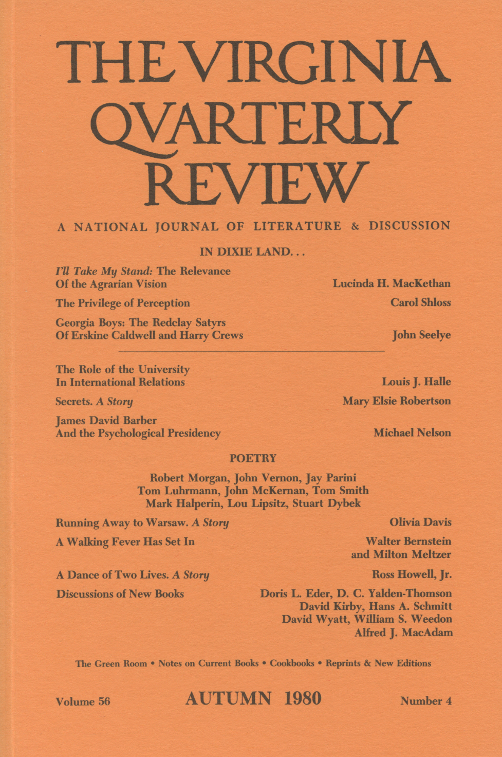 Virginia Quarterly Review, Autumn 1980 cover