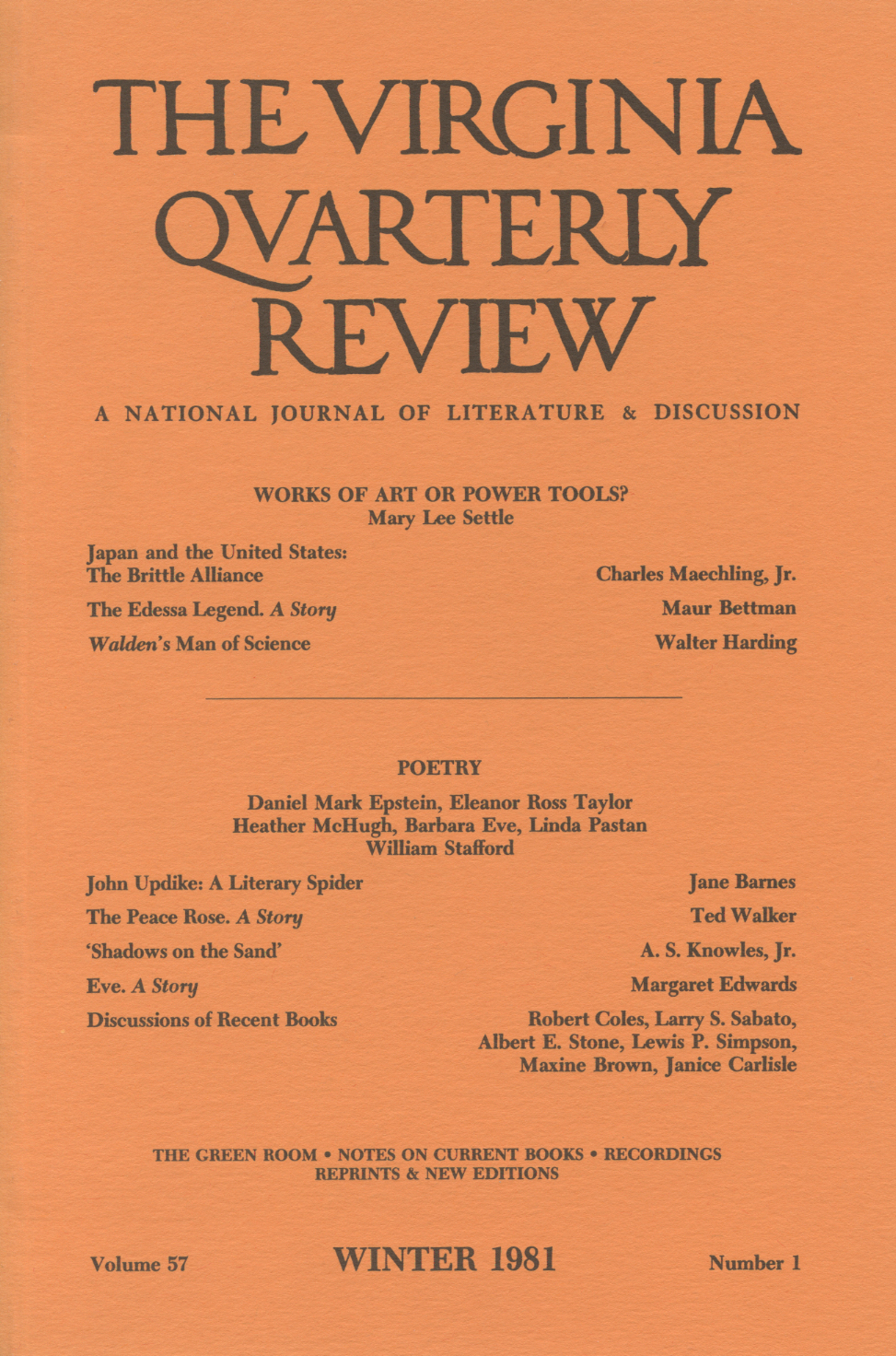 Virginia Quarterly Review, Winter 1981 cover