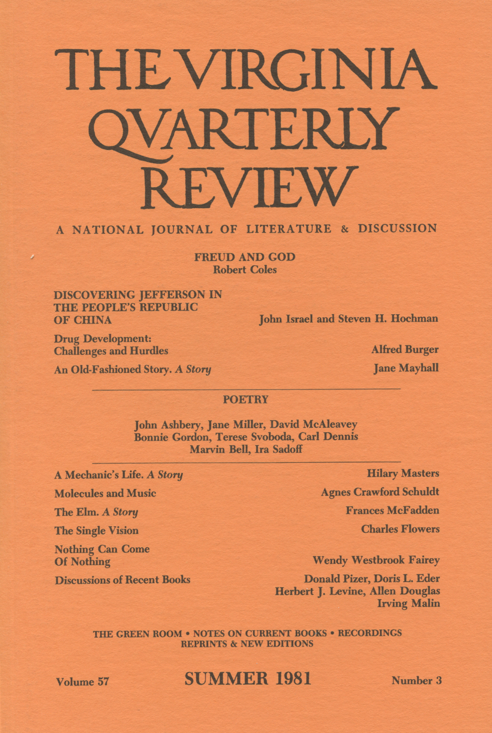 Virginia Quarterly Review, Summer 1981 cover