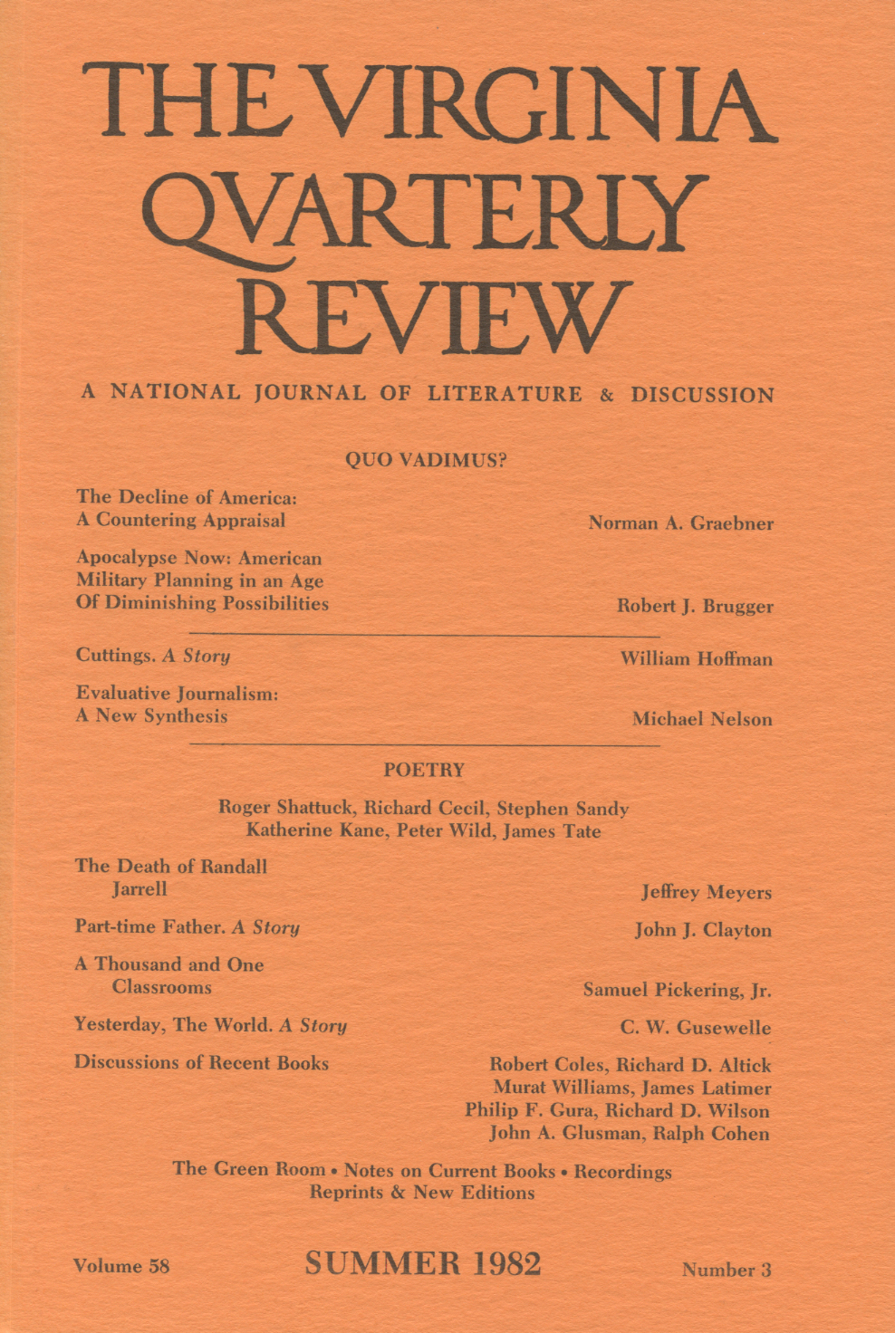 Virginia Quarterly Review, Summer 1982 cover