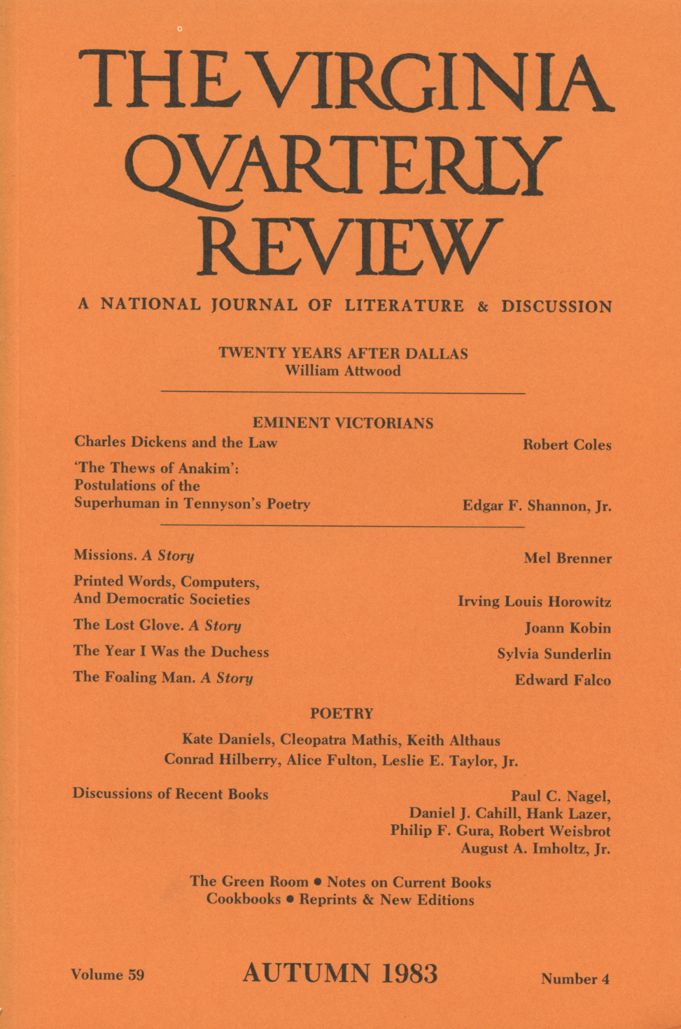 Virginia Quarterly Review, Autumn 1983 cover