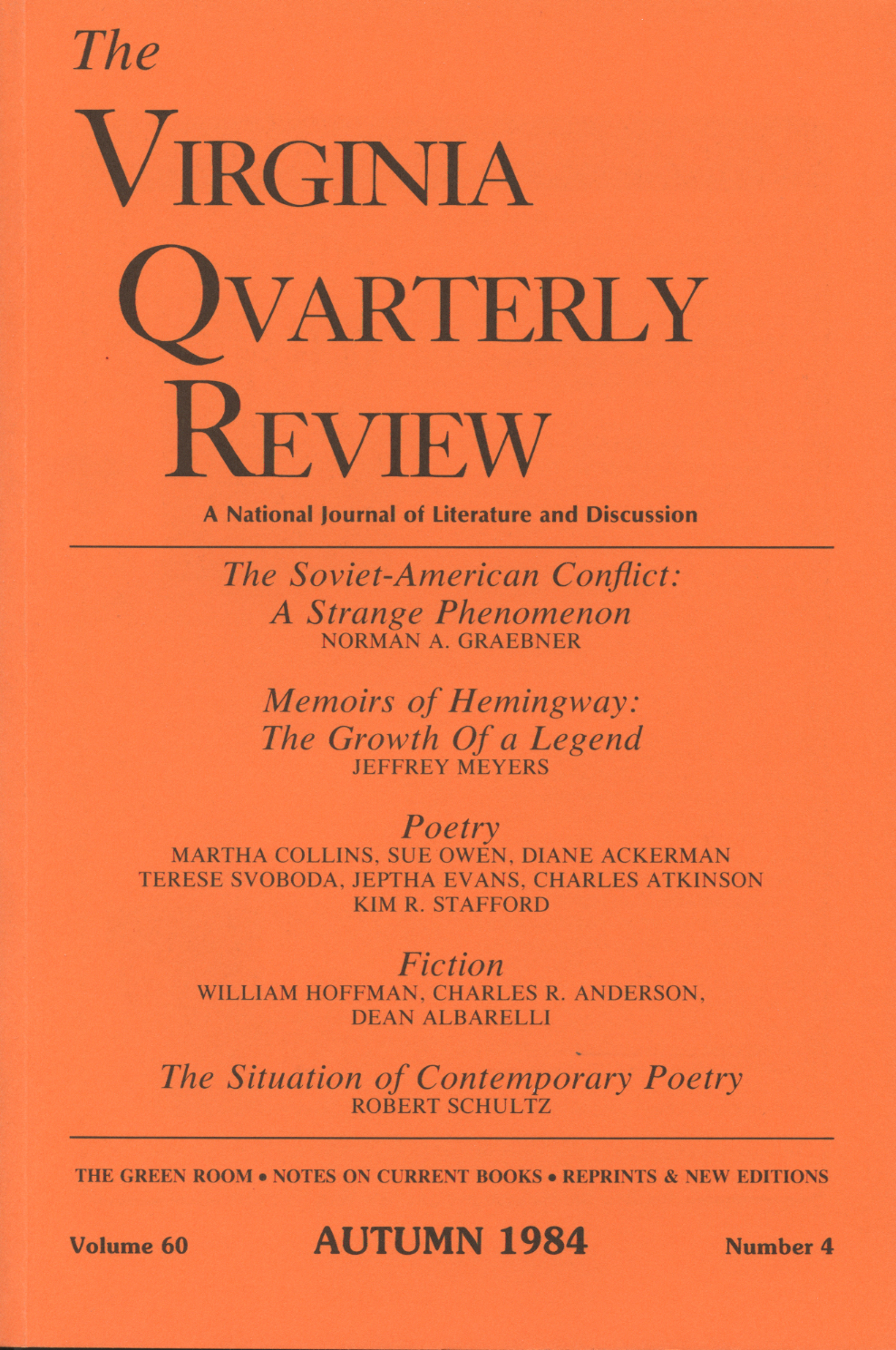 Virginia Quarterly Review, Autumn 1984 cover