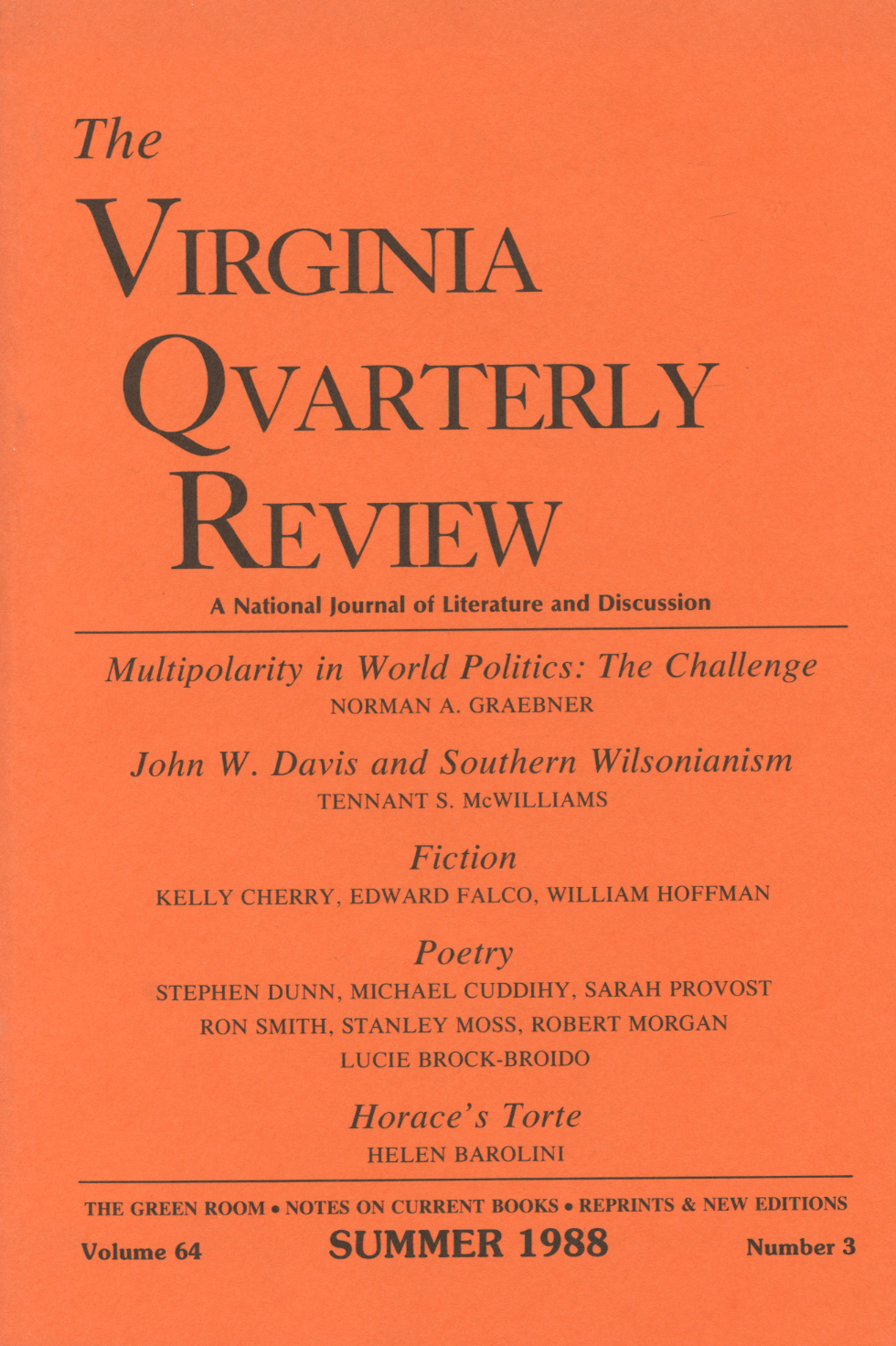 Virginia Quarterly Review, Summer 1988 cover