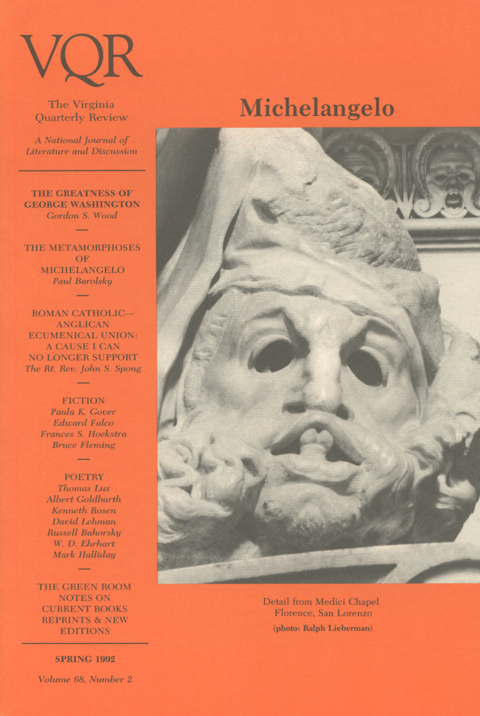 Virginia Quarterly Review, Spring 1992 cover