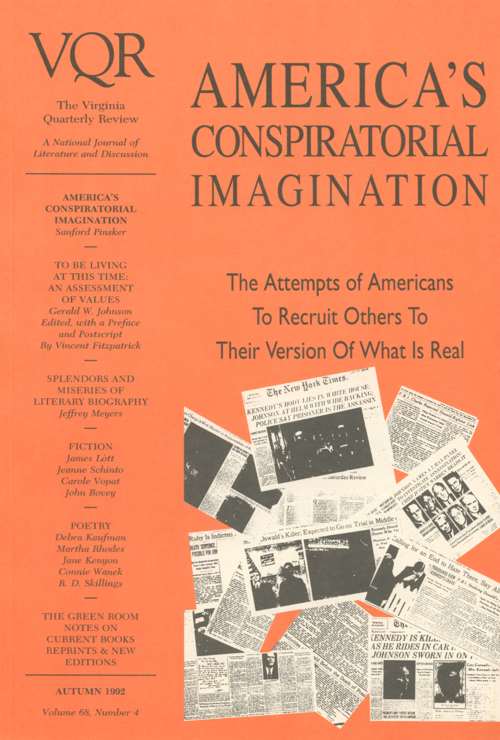 Virginia Quarterly Review, Autumn 1992 cover