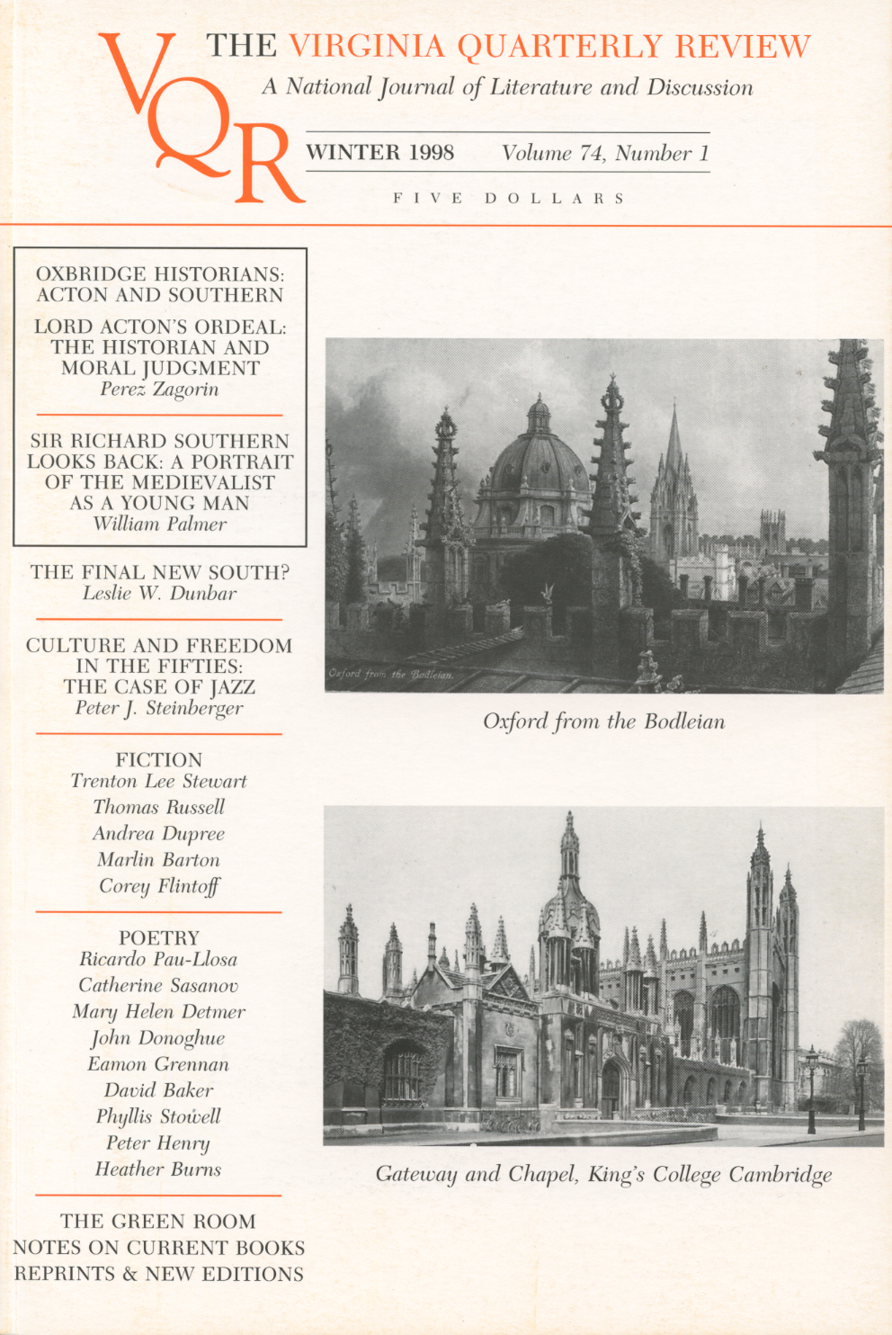 Virginia Quarterly Review, Winter 1998 cover