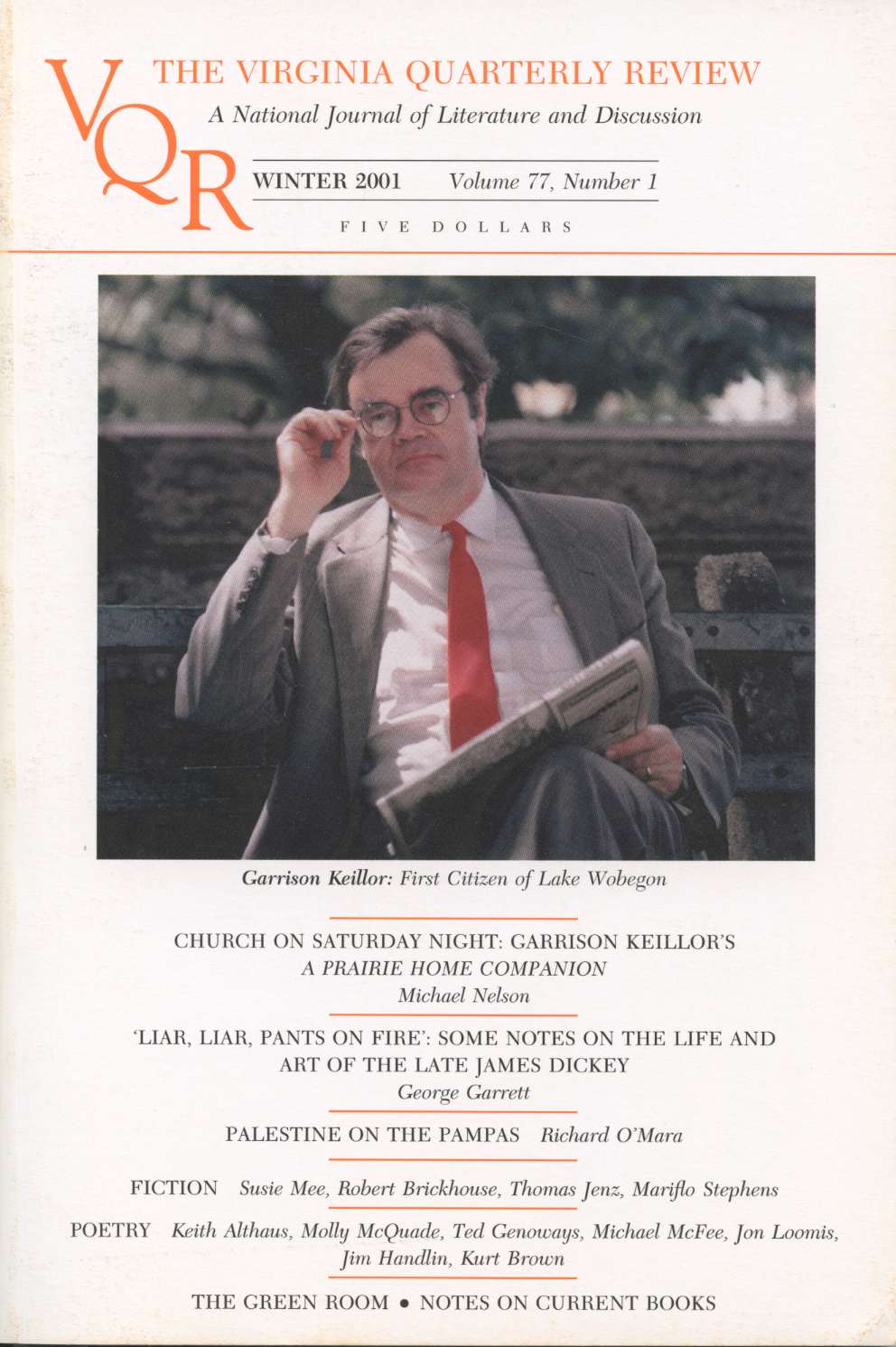 Virginia Quarterly Review, Winter 2001 cover