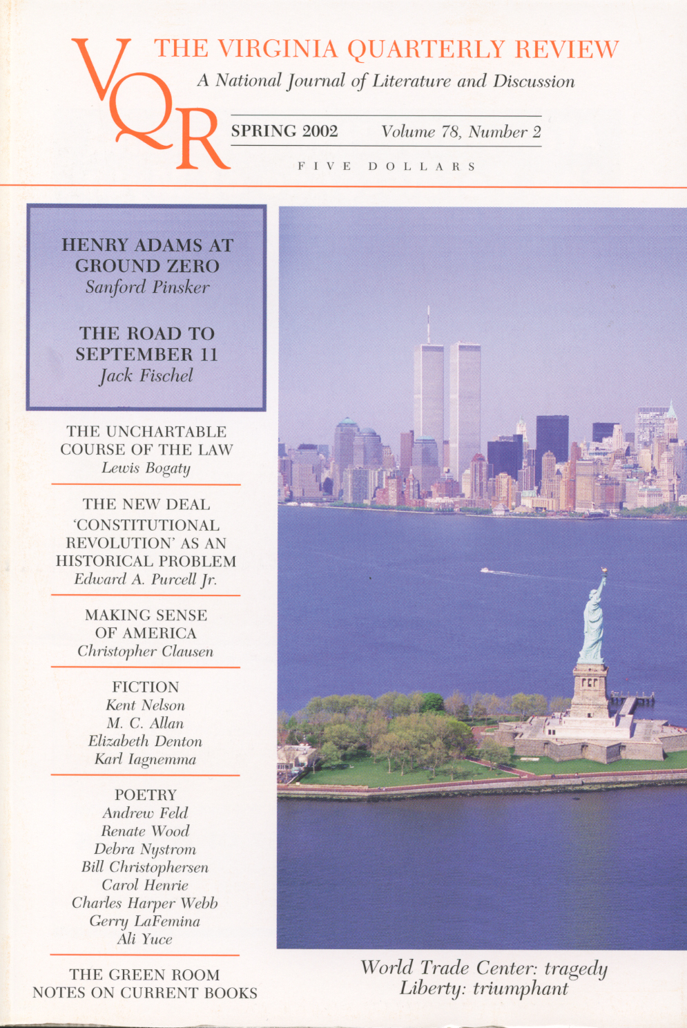 Virginia Quarterly Review, Spring 2002 cover