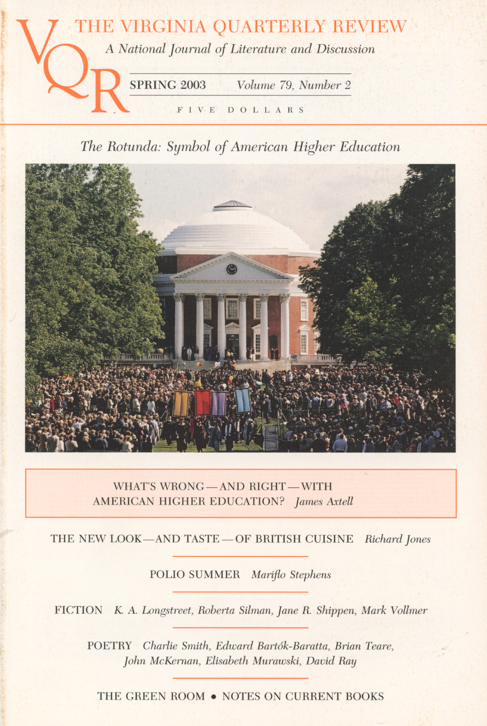 Virginia Quarterly Review, Spring 2003 cover