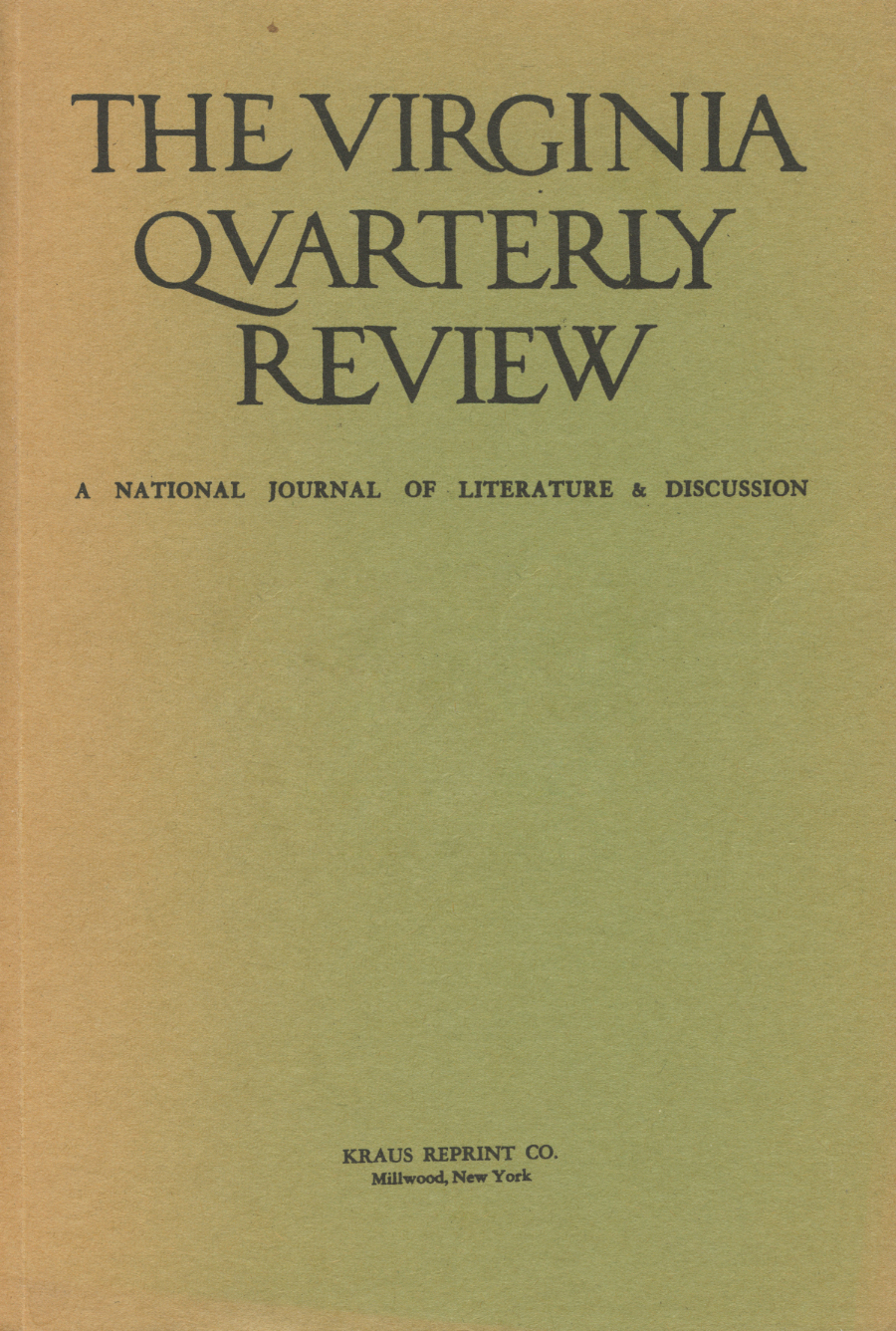 Virginia Quarterly Review, Autumn 1938 cover