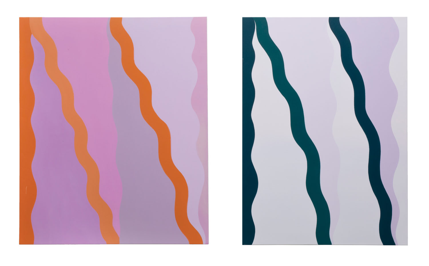 doble diferente, 2019. Oil on canvas, 58” x 48”, 58” x 42”.
