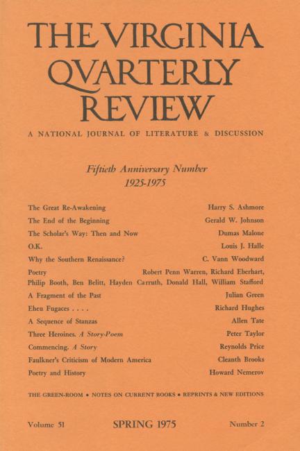 Virginia Quarterly Review, Spring 1975 cover