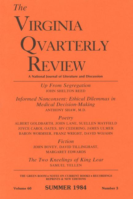 Virginia Quarterly Review, Summer 1984 cover