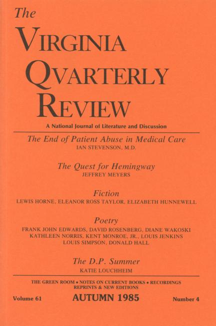 Virginia Quarterly Review, Autumn 1985 cover