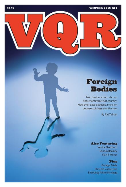 Virginia Quarterly Review, Winter 2018 cover