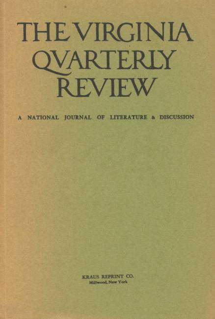 Virginia Quarterly Review, Summer 1938 cover